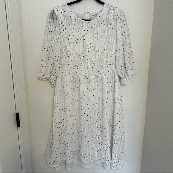 Roolee White Black Polka Dots Knee Length Dress Nursing Friendly Size L Women’s - Picture 1 of 16